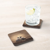 Therapist Zen Stones, Gold Tree Silhouette Brown Bier Onderzetter (Rechterzijde)