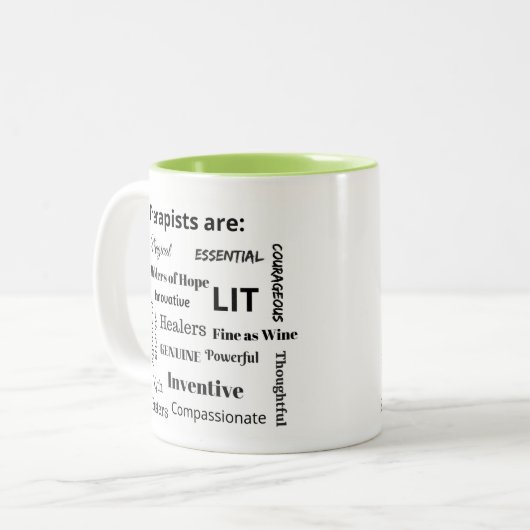 Therapist zijn: tweekleurige koffiemok (Voorkant links)