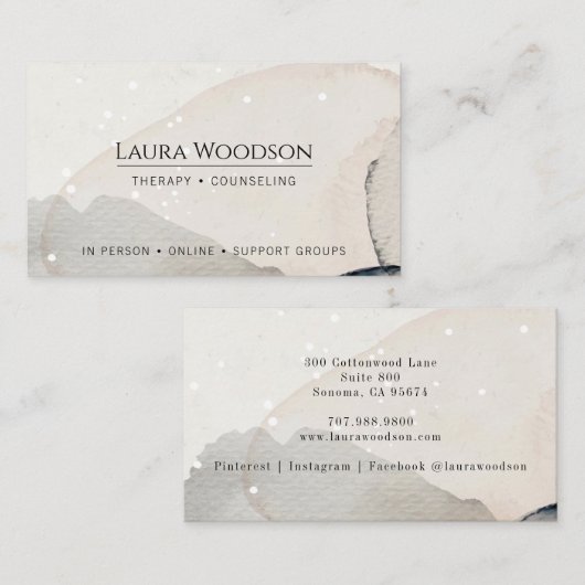 Therapistische adviseur Abstracte Waterverf Vormen Visitekaartje (Voorkant / Achterkant)