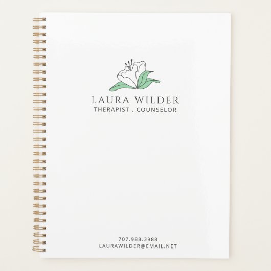 Therapistische adviseur Serene White Flower Busine Planner (Voorkant)