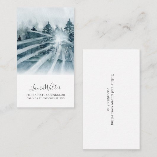 Therapistische adviseur Sunlight Through Trees Visitekaartje (Voorkant / Achterkant)