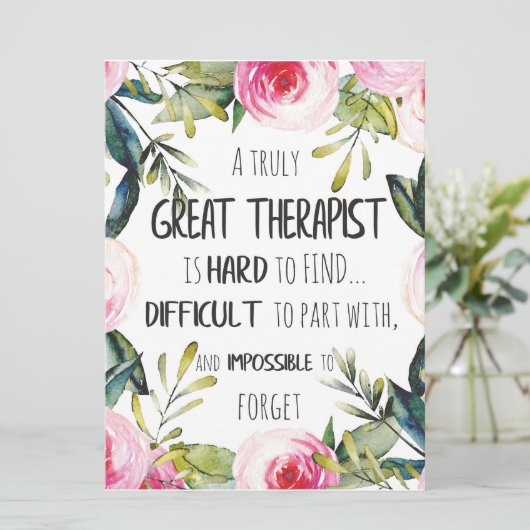 Therapistische appreciatie Gift Dank u Citaat Kaart (Staand voorkant)
