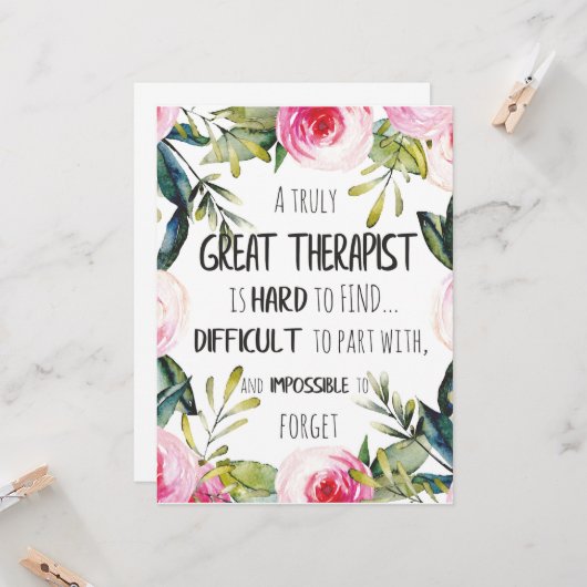 Therapistische appreciatie Gift Dank u Citaat Kaart (Voorkant / Achterkant in situ)