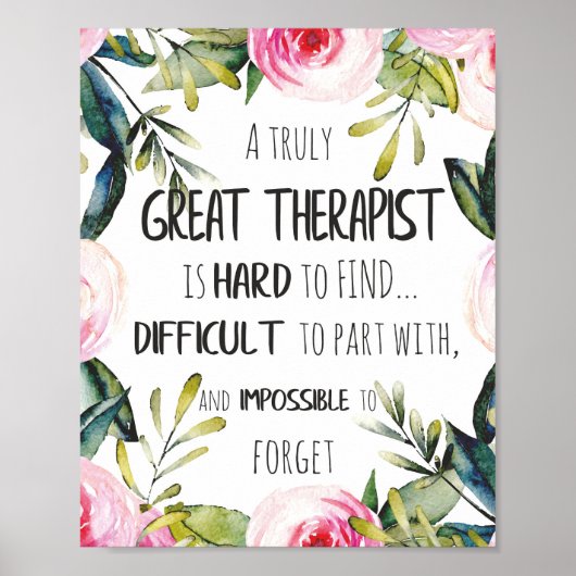 Therapistische appreciatie Gift Dank u Citaat Poster (Voorkant)