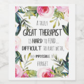 Therapistische appreciatie Gift Dank u Citaat Wijn Etiket (Enkel label)