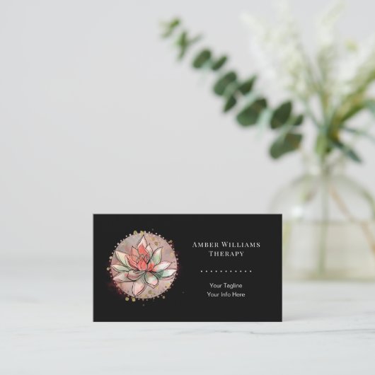 Therapistische spa Succulent Yoga Healing QR Code  Visitekaartje (Staand voorkant)