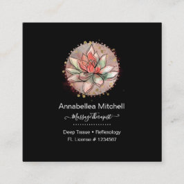 Therapistische spa Succulent Yoga Healing Vierkante Visitekaartje