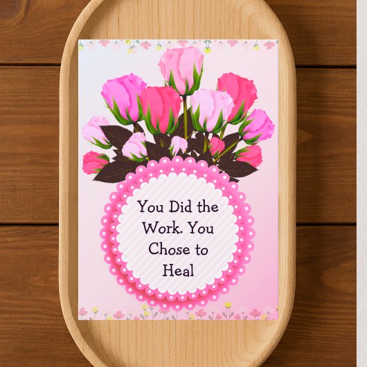 Therapy Completion Card – Pink Floral Empowerment  Bedankkaart