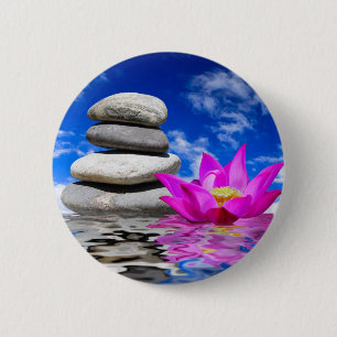 Therapy Rock Stones & Lotus Flower Ronde Button 5,7 Cm