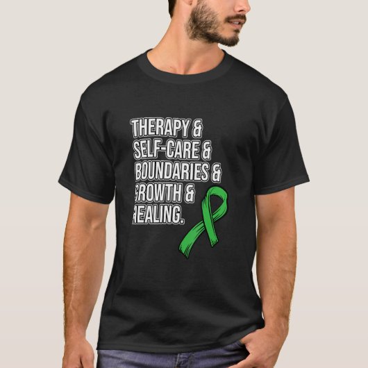Therapy Self Care Mental Health Awareness Green Gr T-shirt (Voorkant)
