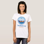 Therasia, Griekenland Grieks scheepsontwerp voor v T-shirt (Voorkant volledig)