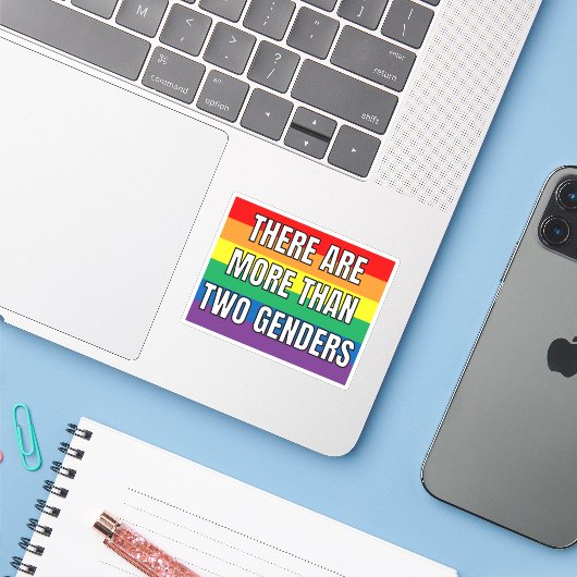 There Are More Than Two Genders Sticker (Laptop met iPhone)
