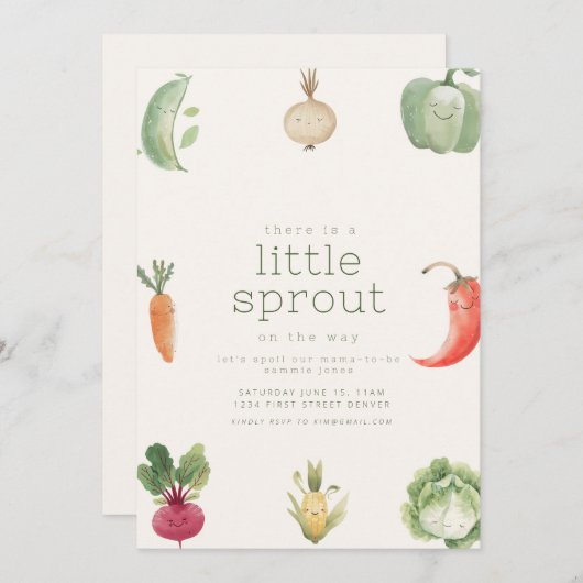 There is a Little Sprout on the Way Baby Shower Kaart (Voorkant / Achterkant)
