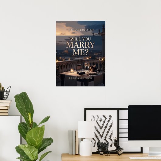 There’s One Question Romantic Marriage Proposal Poster (Thuiskantoor)