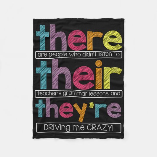 There Their They're Engelse Grammatica Docent Grap Fleece Deken (Voorkant)