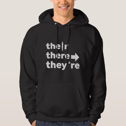 There Their They're Engelse Grammaticadocent Funny Hoodie (Voorkant)