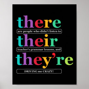 There Their They're Engelse Grammaticadocent Terug Poster