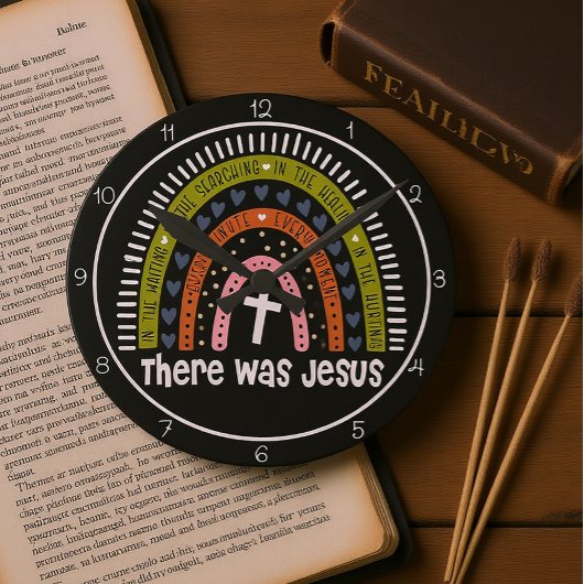 There Was Jesus Rainbow Graphic Ronde Klok