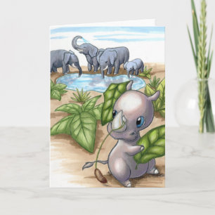 There's a New Rhino in Town Elephant Friends Card Kaart