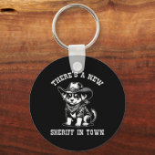There's A New Sheriff In Town Cowboy Dog Western F Sleutelhanger (Voorkant)