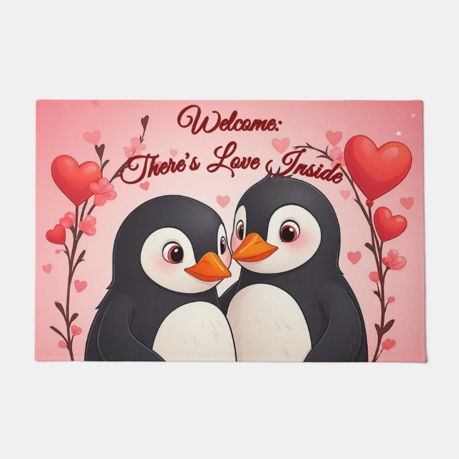 There's Love Inside: Penguin Love Welcome Mat (Voorkant)