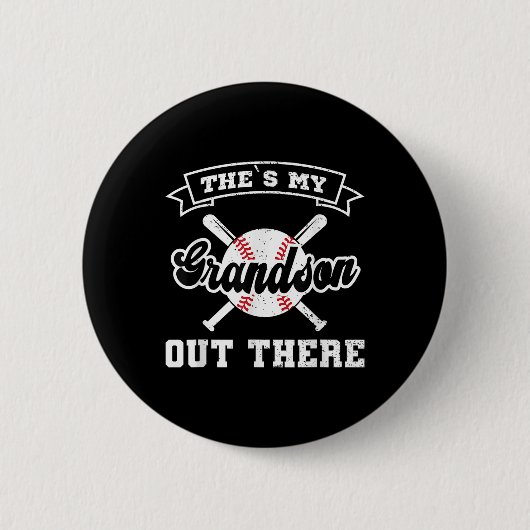 Theres mijn kleinzoon daar Baseball Fathers Day Ronde Button 5,7 Cm (Voorkant)