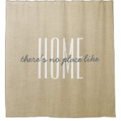 "There's No Place Like Home" Beige Faux Linen Douchegordijn (Voorkant)