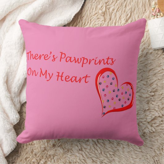 Theres Pawprints op mijn hart Kussen (Deken)