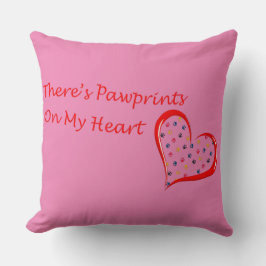 Theres Pawprints op mijn hart Kussen