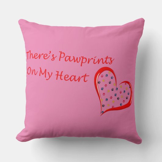 Theres Pawprints op mijn hart Kussen (Voorkant)
