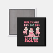 There's Some Hos In This House Christmas Pink Sant Magneet (Voorkant / Achterkant)