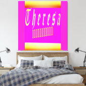Theresa design schokkend roze en gouden poster canvas afdruk (Insitu (Slaapkamer))