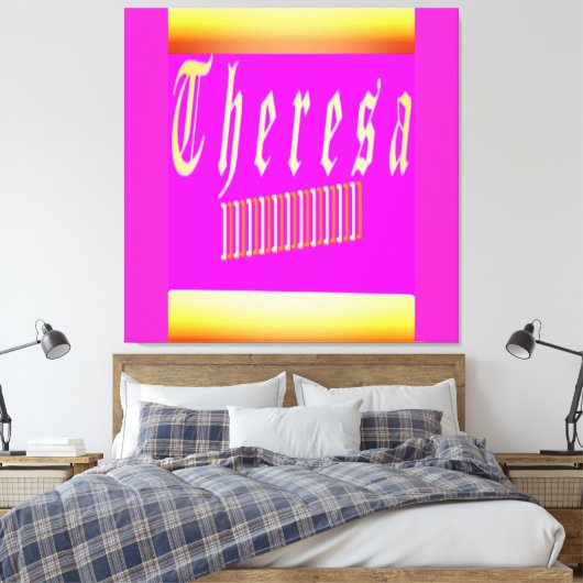 Theresa design schokkend roze en gouden poster canvas afdruk (Insitu (Slaapkamer))
