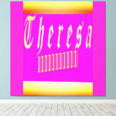 Theresa design schokkend roze en gouden poster canvas afdruk (Insitu (Houten vloer))