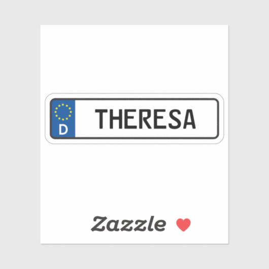 Theresa German Car License Bord Sticker (Vel)