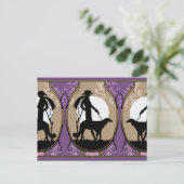 Theresa in Brown & Plum - Art Deco Lady met Dog Briefkaart (Staand voorkant)