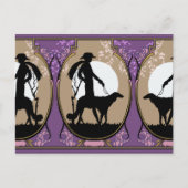 Theresa in Brown & Plum - Art Deco Lady met Dog Briefkaart (Voorkant)