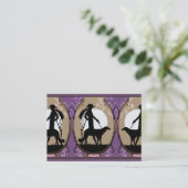 Theresa in Brown & Plum - Art Deco Lady met Dog Visitekaartje (Staand voorkant)