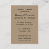 Theresa in Brown & Plum - Art Deco Lady met Dog Visitekaartje (Achterkant)