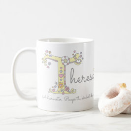 Theresa-naam die decoratieve T-monogram-mok beteke Koffiemok