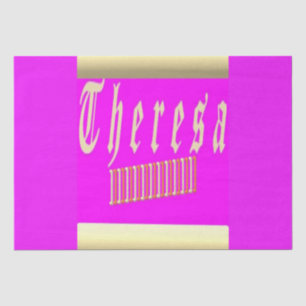 THERESA NAME GOLD EN PINK GRAPHICS TISSUEPAPIER