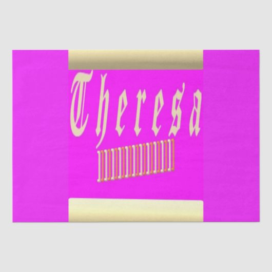 THERESA NAME GOLD EN PINK GRAPHICS TISSUEPAPIER (Voorkant)