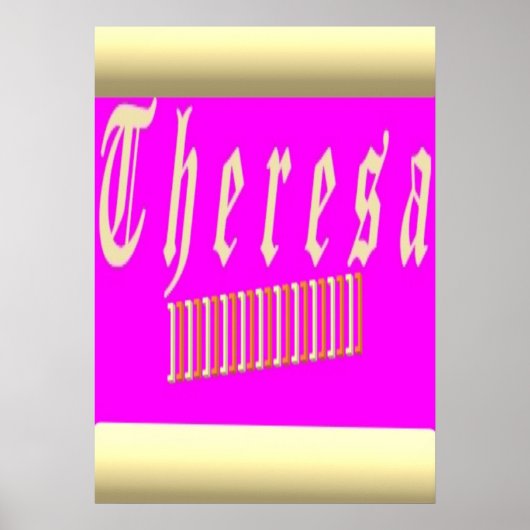 Theresa-ontwerp schokkend roze en goud poster (Voorkant)