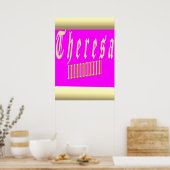 Theresa-ontwerp schokkend roze en goud poster (Keuken)