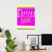Theresa-ontwerp schokkend roze en goud poster (Thuiskantoor)