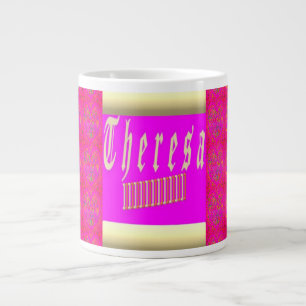 Theresa-ontwerp schokkende roze en gouden koffie-m grote koffiekop