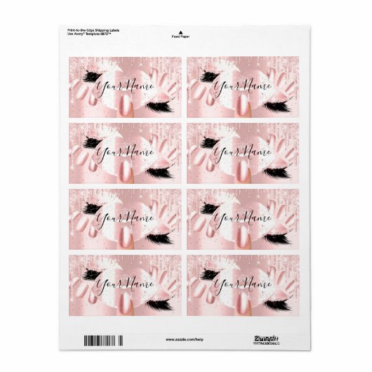 Theresa Pink Glitter schrijft kus lips Nails Makeu Etiket (Full Sheet)
