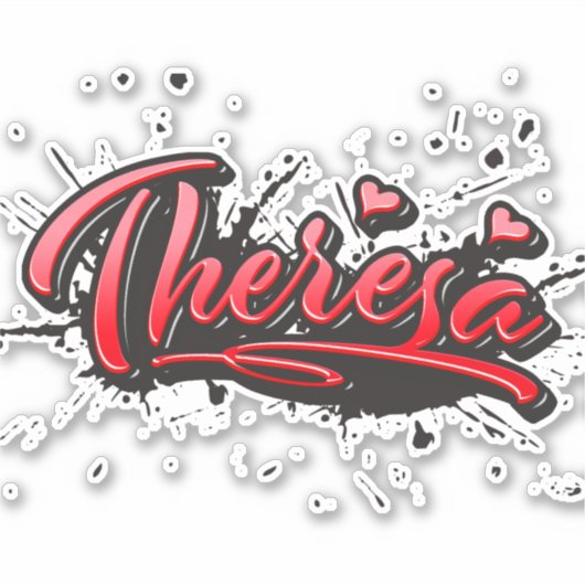 Theresa red Heart Graffiti Aufkleber Sticker (Voorkant)