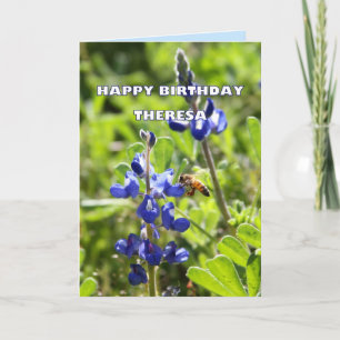 Theresa Texas Bluebonnet Happy Birthday Kaart