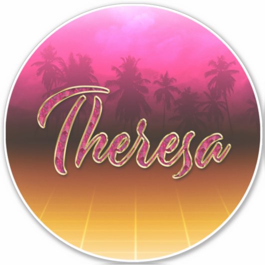 Theresa Vorname Name golden pink Aufkleber Sticker (Voorkant)